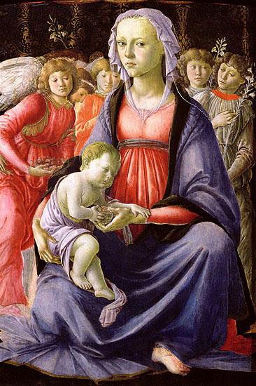 Sandro Botticelli La Vierge et l'Enfant entoures de cinq anges